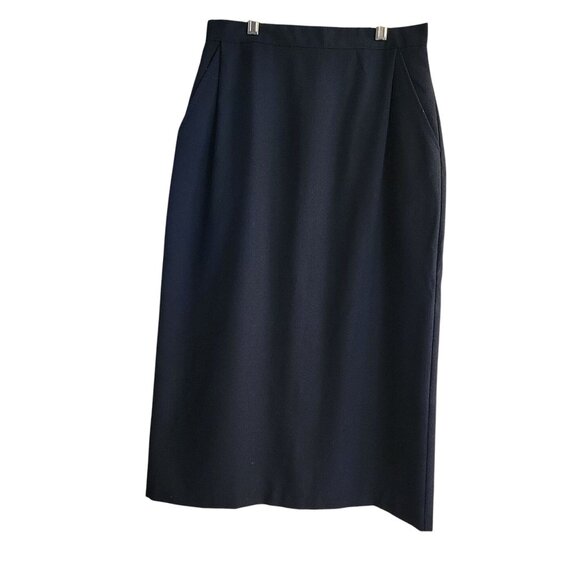 Vtg 90s Y2k  Black Pencil Skirt With Back Button & Side Pockets Womens Size 11 - Picture 1 of 10